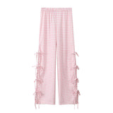 New Multi-Color Lace Bow Ornaments Loose Casual Trousers-Outfit