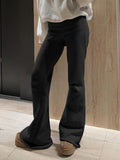 Fongt Base Solid Color High-Rise Micro-Speakers Roll Waist Wide Waist Thin Leisure Sweating Trousers
