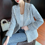 Blazer Women’s Tweed Slim Double Breasted Design 2022 Autumn Winter Coat High-End Elegant Korean Fashion Female Wool