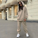 Autumn Women Hoodies And Sweatpants White Tracksuits Female Two Piece Solid Color Pullovers Jacket Lounge Wear Casual