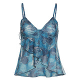 Fongt Spring Fashion Trend Women's New Sling Strip Bare Back Screen Printing Loose Small Vest