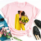 Women Sunflower Girl Printed T