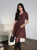 Fongt Mini Dress Knitted High-Waisted Umbrella Dress 2025 Spring/Summer Retro Elegant