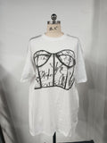Fongt And Spicy Wind Shoulder Short-Sleeved Letter Printing T-Shirt Girl Spring Small Loose Thin Top Lady