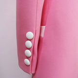 QUALITY Newest Fall Winter 2023 Designer Dress Women's Extra Shoulder Long Sleeve Double Breasted Color Block Mini