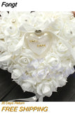 Jewelry Case Heart-shape Rose Flowers Ring Box Romantic Wedding Ring Bearer Pillow Cushion Holder Valentine's Day Gift