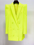 QUALITY Newest Fashion 2023 Designer Jacket Women Peak Strong Shoulder Double Breasted Long Blazer