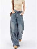 Fongt Wide-Leg Jeans Female Autumn 2024 New High Waist Loose Show Thin Feeling Straight Floor Pants-Outfit