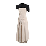 Fongt Temperament Dress Women 2025 Spring And Summer New Bump Color Splicing High-End Shawl Skirt