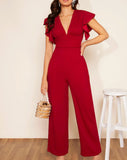 Fongt Women's Lotus Leaf Edge Design Temperament Jumpsuit