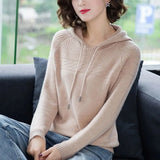 Knitted Hooded Sweaters For Women Classic Malhas Pullover Oversized Spring Fall Casual Knitwear Tops Sueter Sweatshirt