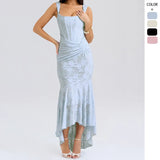 Fongt Summer Hot New Sexy Fashion Word Thoracic Fish Bone Pack Hip Fish Tail Dress Girl