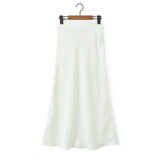 Trendy Women's Dress In Spring And Summer, The New Concise Medium And Long Style Bright Full-Length Skirt, Basic Bag Hip Skirt.-Outfit