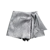 Fongt Women's Metallic Purple Bow Dress Skirt 2217
