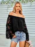 Fongt Women's New Casual Solid Color Shoulder Long Sleeved Chiffon Top Women-Outfit