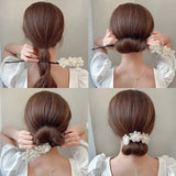 Women Elegant Bud Chiffon Flowers Bun Maruko Hairstyles Making Long Tools Sweet Headband Hairbands Fashion Hair