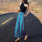 New Spring And Summer 2023 Real Silk Wide-Leg Pants Fashion Print Shows Thin And Versatile Straight Casual Pants-Outfit