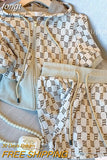 Women's New 2 Piece Suit Short Sleeve Cropped Hooded Tops +Elastic Waist Shorts Casual High Street Vintage 2 pecs Set