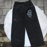 Loose Jeans Men's Vintage Print Hip Hop Gothic Street Wear Harajuku Men's Slacks-Outfit