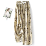 Fongt High-End Cotton Pyjamas Ladies Summer Thin Artificial Silk Home Leisure Long Trousers Straight Can Be Worn Outside