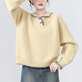 Fongt Sweater Women's New Loose Lazy Horn Buckle Knitted Shirt Tops In Autumn And Winter 2025
