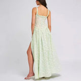 Fongt Women's New Sexy Sling U Tie Dew Back Perspective Chiffon Dress