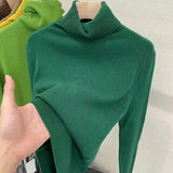 Women's Turtleneck Sweaters Warm Pullover Basic Slim Korean Casual Fall Winter Elegant Knitted Tops All Match