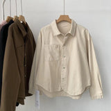 Fongt Atmosphere Retro Polo Collar Long-Sleeved Shirt 2025 New Women's Single-Docket Jacket Top