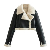 Fongt New Women's Collar Fur All-In-One Double-Sided Short Jacket Jacket