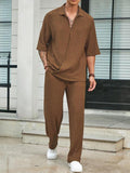 Fongt New Commuting Suit Casual Shirt Solid Color Short-Sleeved Trousers Men's Two Casual Sets