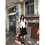 Fongt New Ladies Summer Small Design Lace Slimming With Short-Sleeved Top Skirt