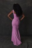 Purple Lace Floral Frill Corset Maxi Dress-Outfit