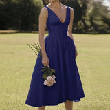 Fongt New Women's Temperament Elegant Fashion Bare Back Print Slings Sexy Dress