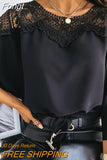 Crochet Embroidery Lace Blouses Women Autumn Sexy Lace Stitching White Shirts Vintage Elegant Ladies Tops Blusas