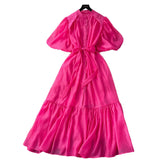 Fongt Lantern Sleeve Strap With Waist Single Buckle Dress + Inside The Sling Dress Suit