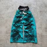 Fongt New Popular Print Wide Leg Pants Fake Two Teen Hip Hops