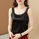 Women's Tank Tops 2023 Spring Sexy Crop Vest Solid Camisole Female Off Shoulder Satin Floral Sleeveless Clothes Women Basic
