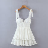 Fongt New Three-Layer Seven-Color Sexy Chiffon Sling Dress