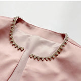 Pink Satin Diamanté Cami Straight Mini Dress And Crop Coat-Outfit