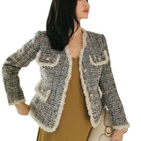 and winter small fragrance Jacket Women's Korean Short fashion casual casual tweed top