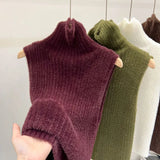 Sweater Vest Women Cropped Sleeveless Knitted Pullovers Jumper Vintage Solid Waistcoat Knitwear Korean Slim Tank Top-Outfit