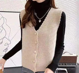 Short Sweater Vests Tops Women Casual Knit Chaleco Coats New Single Breasted Knitwear Sleeveless Jackets Basic