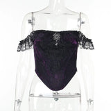 Fongt Summer New Women's Casual Pants Dark Sexy Body-In-Print Lace High-Waisted Flared