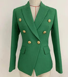 QUALITY Newest 2023 Baroque Designer Blazer Jacket Women's Classic Metal Lion Buttons Double Breasted Slim Fitting