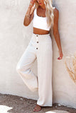 Fongt Women's Spring And Summer New Women's Pants Solid Cotton Tampons Tight Loose Leisure Wide Legs Women's Trousers