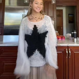 Fongt Hair Star Sweater Female Y2k New Fashion Round Collar Sweater 803-Outfit
