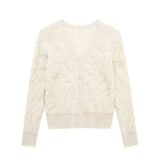 New Artificial Pearl Textured Knitted Coat 9598278-Outfit