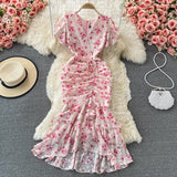 Fongt Cold Sister Goddess Fan Dress Heart Machine Draw Folding Belt Irregular Chopped Fishtail Skirt Dress