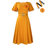 Fongt Women's 2025 Summer Women's New Fashion Collar Solid Color High Waist Dress African Dress