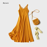 2020 New-Coming Summer Holiday Dress Cross Spaghetti Strap Open Back Solid Beach Style Ankle-Length Women